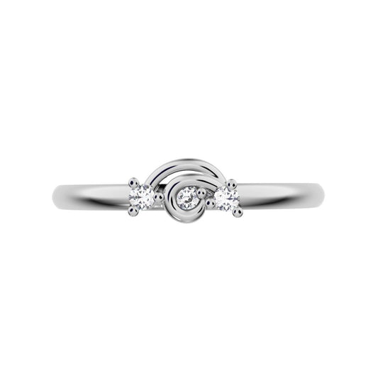 0.045Ct Round Cut Simulated Clear Diamond Minimalist cluster floral Abstract light eye 14K / 18K Solid White Gold everyday wedding band