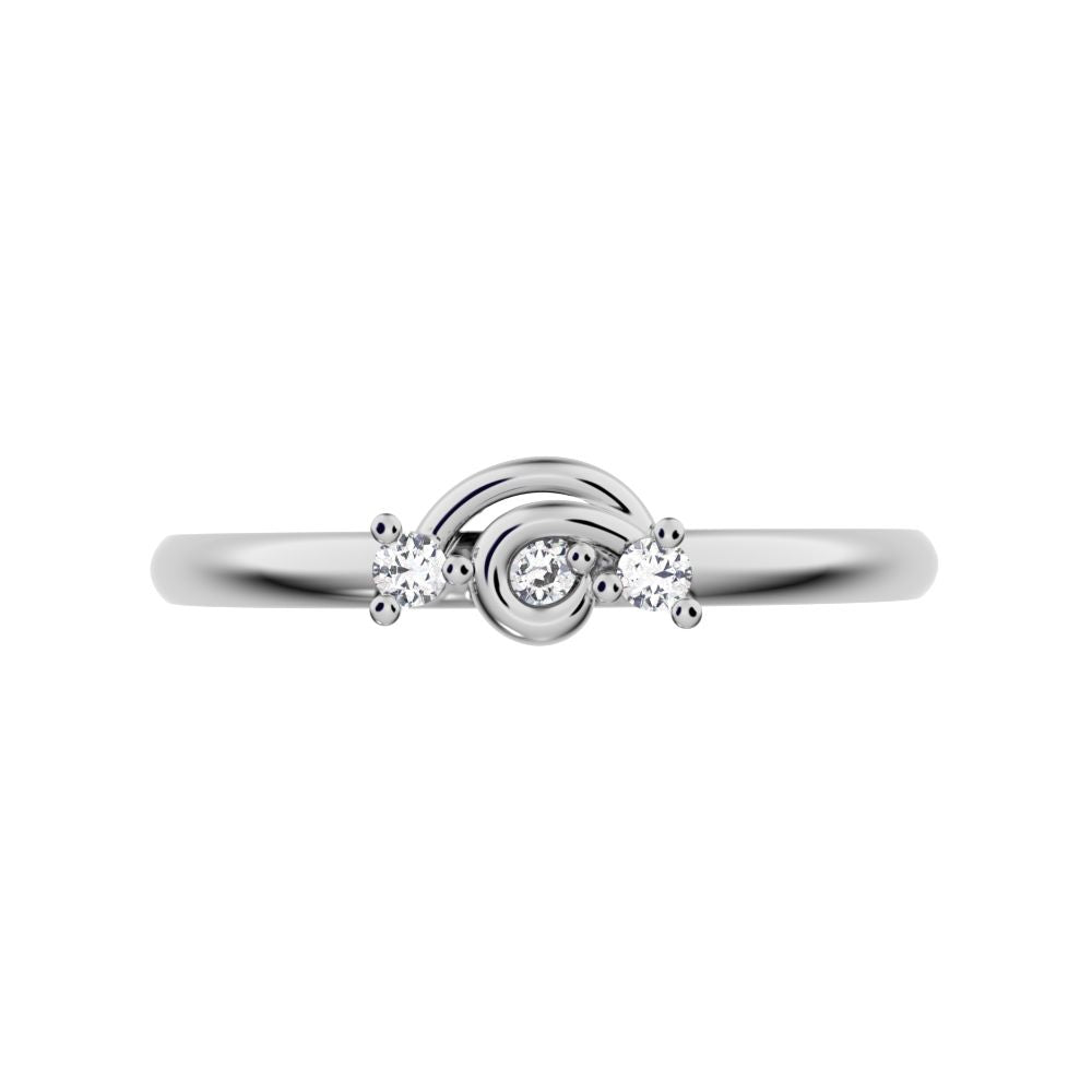 0.045 ct Round Cut Moissanite dainty Minimalist cluster floral Abstract light eye 14K / 18K Solid White Gold everyday wedding band