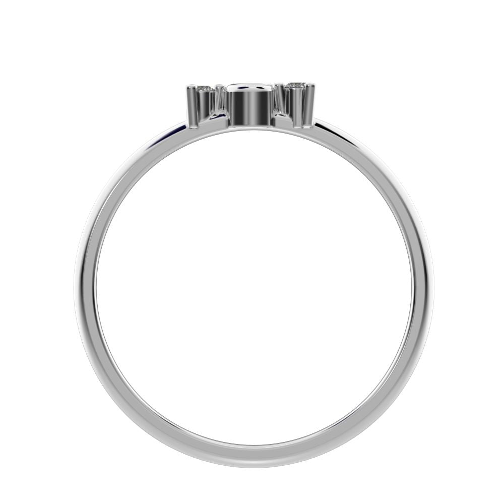 0.045Ct Round Cut Simulated Clear Diamond Minimalist cluster floral Abstract light eye 14K / 18K Solid White Gold everyday wedding band