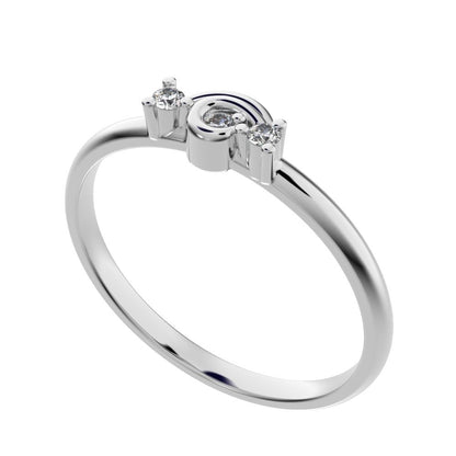 0.045Ct Round Cut Simulated Clear Diamond Minimalist cluster floral Abstract light eye 14K / 18K Solid White Gold everyday wedding band