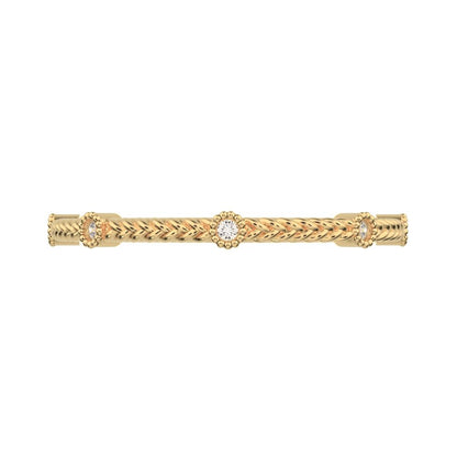 0.0375Ct Round Cut Simulated Clear Diamond dainty Minimalist Stackable knot milgrain rope 14K / 18K Solid Yellow Gold everyday wedding band