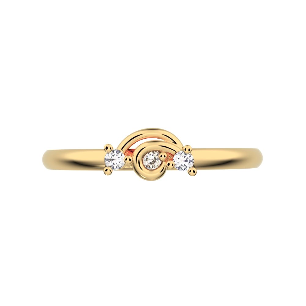0.045Ct Round Cut Simulated Clear Diamond Minimalist cluster floral Abstract light eye 14K / 18K Solid Yellow Gold everyday wedding band