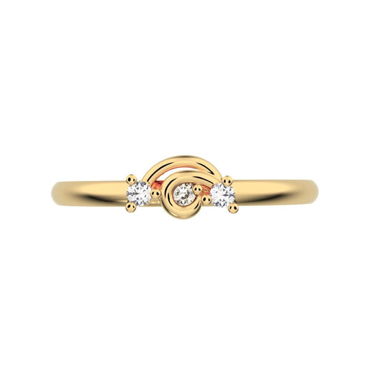 0.045Ct Round Cut Simulated Clear Diamond Minimalist cluster floral Abstract light eye 14K / 18K Solid Yellow Gold everyday wedding band