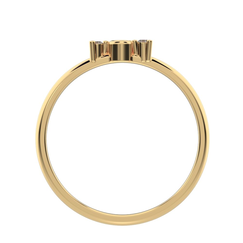 0.045Ct Round Cut Simulated Clear Diamond Minimalist cluster floral Abstract light eye 14K / 18K Solid Yellow Gold everyday wedding band