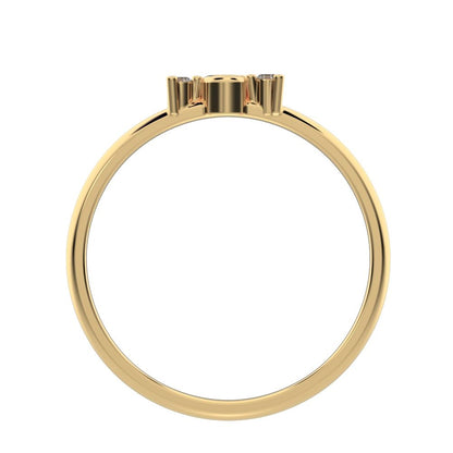 0.045 ct Round Cut Moissanite dainty Minimalist cluster floral Abstract light eye 14K / 18K Solid Yellow Gold everyday wedding band