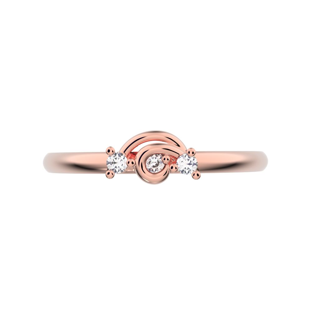 0.045 ct Round Cut Moissanite dainty Minimalist cluster floral Abstract light eye 14K / 18K Solid Rose Gold everyday wedding band