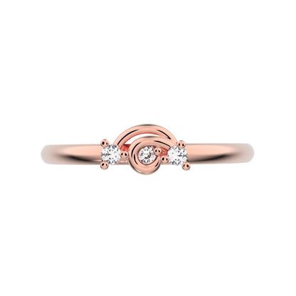 0.045 ct Round Cut Moissanite dainty Minimalist cluster floral Abstract light eye 14K / 18K Solid Rose Gold everyday wedding band