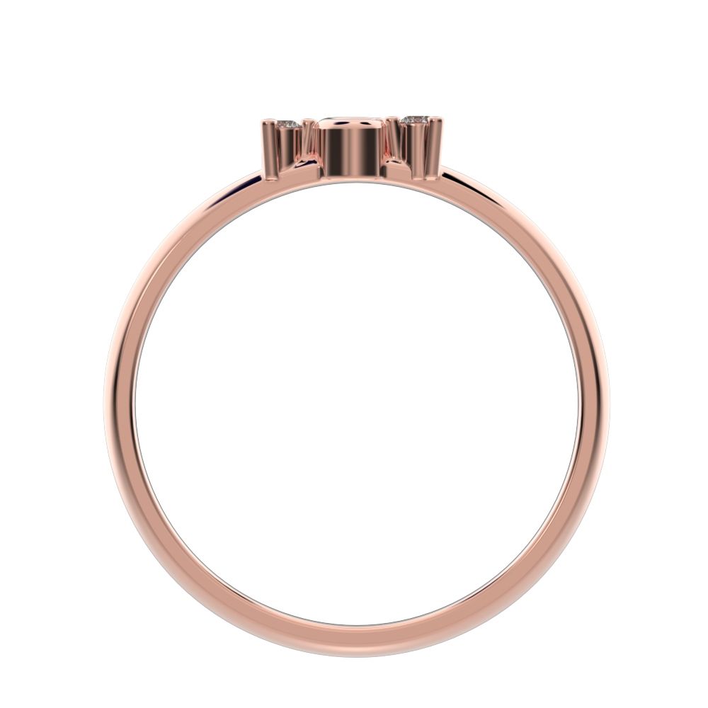 0.045Ct Round Cut Simulated Clear Diamond Minimalist cluster floral Abstract light eye 14K / 18K Solid Rose Gold everyday wedding band