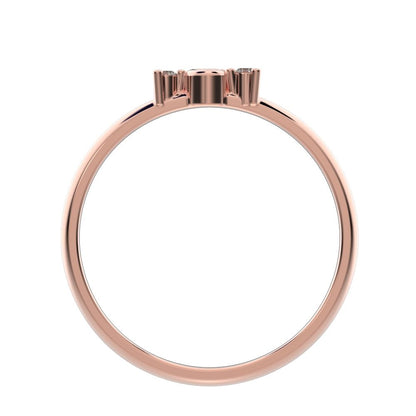 0.045 ct Round Cut Moissanite dainty Minimalist cluster floral Abstract light eye 14K / 18K Solid Rose Gold everyday wedding band
