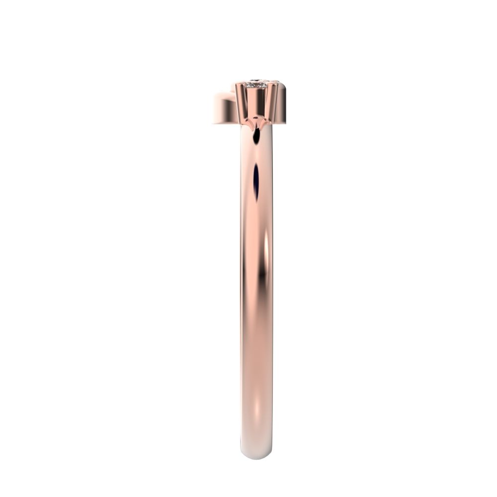 0.045Ct Round Cut Simulated Clear Diamond Minimalist cluster floral Abstract light eye 14K / 18K Solid Rose Gold everyday wedding band