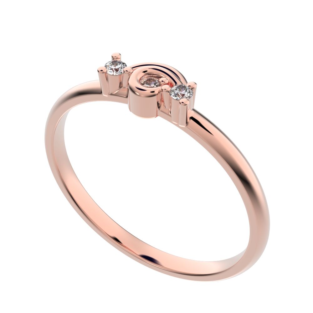 0.045 ct Round Cut Moissanite dainty Minimalist cluster floral Abstract light eye 14K / 18K Solid Rose Gold everyday wedding band