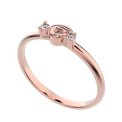 0.045 ct Round Cut Moissanite dainty Minimalist cluster floral Abstract light eye 14K / 18K Solid Rose Gold everyday wedding band