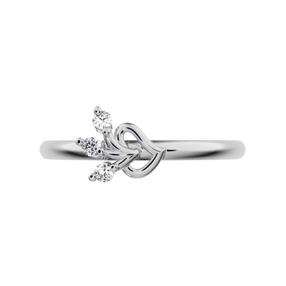 0.045 ct Round Cut Moissanite dainty Minimalist cluster floral Abstract light eye petal 14K / 18K Solid White Gold everyday ring