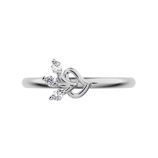 0.045 ct Round Cut Moissanite dainty Minimalist cluster floral Abstract light eye petal 14K / 18K Solid White Gold everyday ring
