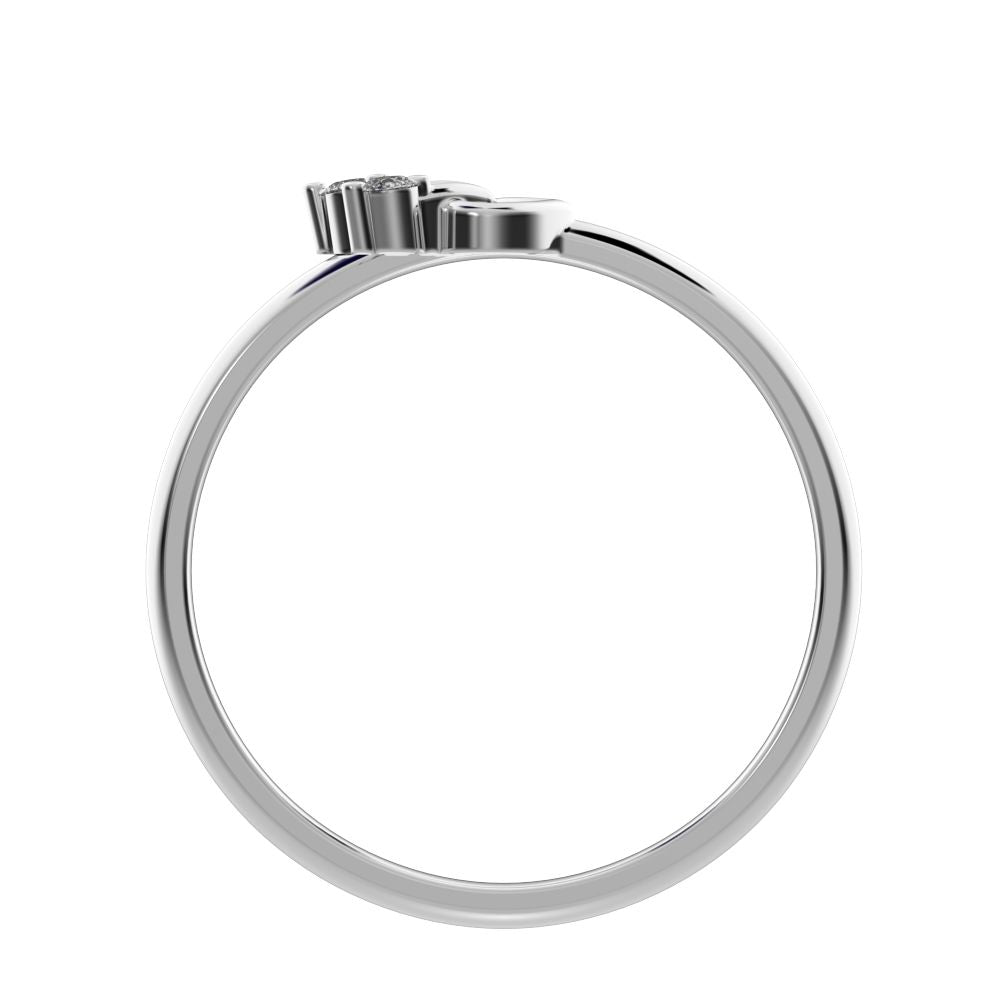 0.045 ct Round Cut Moissanite dainty Minimalist cluster floral Abstract light eye petal 14K / 18K Solid White Gold everyday ring