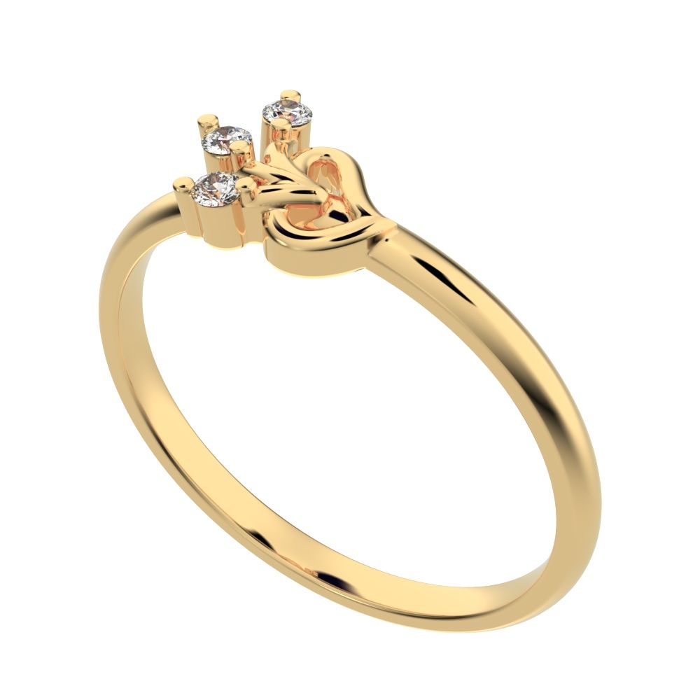 0.045 ct Round Cut Moissanite dainty Minimalist cluster floral Abstract light eye petal 14K / 18K Solid Yellow Gold everyday ring