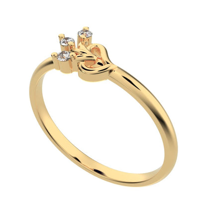 0.045 ct Round Cut Moissanite dainty Minimalist cluster floral Abstract light eye petal 14K / 18K Solid Yellow Gold everyday ring