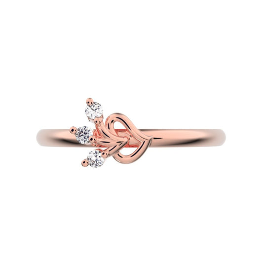 0.045 ct Round Cut Moissanite dainty Minimalist cluster floral Abstract light eye petal 14K / 18K Solid Rose Gold everyday ring