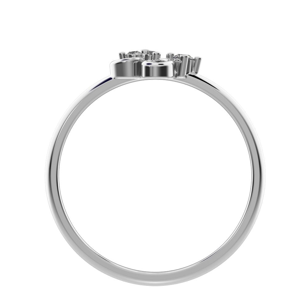 0.05 ct Round Cut Simulated Clear Diamond dainty Minimalist cluster floral Abstract eye petal 14K / 18K Solid White Gold everyday ring