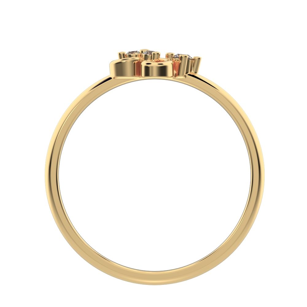 0.05 ct Round Cut Simulated Clear Diamond dainty Minimalist cluster floral Abstract eye petal 14K / 18K Solid Yellow Gold everyday ring