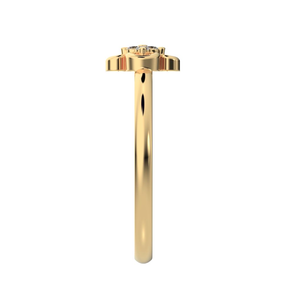 0.05 ct Round Cut Simulated Clear Diamond dainty Minimalist cluster floral Abstract eye petal 14K / 18K Solid Yellow Gold everyday ring