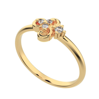 0.05 ct Round Cut Moissanite dainty Minimalist cluster floral Abstract light eye petal 14K / 18K Solid Yellow Gold everyday ring
