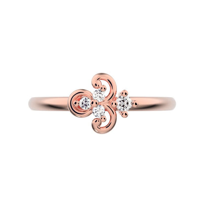 0.05 ct Round Cut Simulated Clear Diamond dainty Minimalist cluster floral Abstract light eye petal 14K / 18K Solid Rose Gold everyday ring