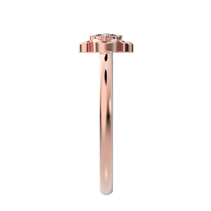 0.05 ct Round Cut Moissanite dainty Minimalist cluster floral Abstract light eye petal 14K / 18K Solid Rose Gold everyday ring