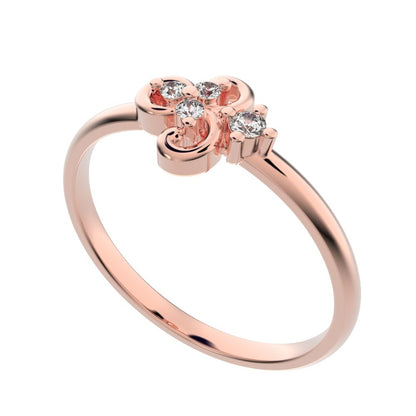 0.05 ct Round Cut Moissanite dainty Minimalist cluster floral Abstract light eye petal 14K / 18K Solid Rose Gold everyday ring