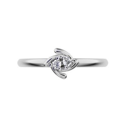 0.03 ct Round Cut Moissanite dainty Minimalist cluster floral Abstract light eye petal 14K / 18K Solid White Gold everyday ring