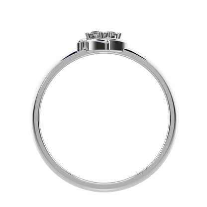 0.03 ct Round Cut Moissanite dainty Minimalist cluster floral Abstract light eye petal 14K / 18K Solid White Gold everyday ring