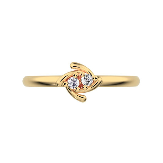 0.03 ct Round Cut Simulated Clear Diamond dainty Minimalist cluster floral Abstract eye petal 14K / 18K Solid Yellow Gold everyday ring