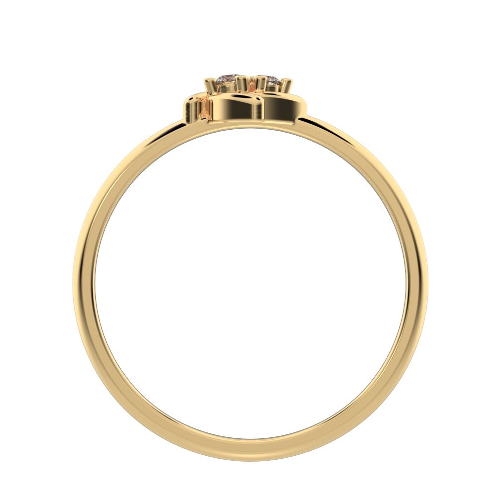 0.03 ct Round Cut Moissanite dainty Minimalist cluster floral Abstract light eye petal 14K / 18K Solid Yellow Gold everyday ring