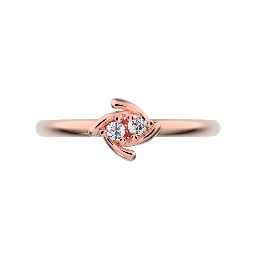 0.03 ct Round Cut Moissanite dainty Minimalist cluster floral Abstract light eye petal 14K / 18K Solid Rose Gold everyday ring