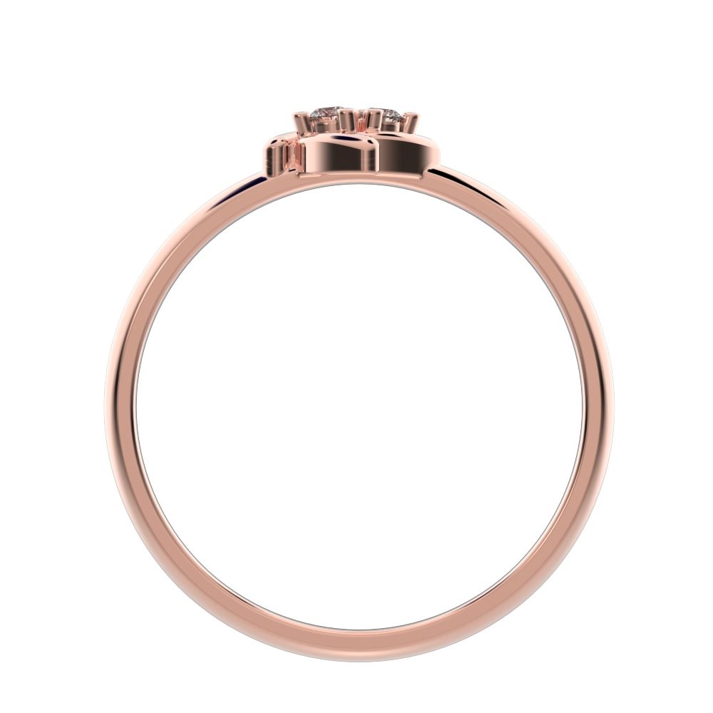 0.03 ct Round Cut Simulated Clear Diamond dainty Minimalist cluster floral Abstract light eye petal 14K / 18K Solid Rose Gold everyday ring