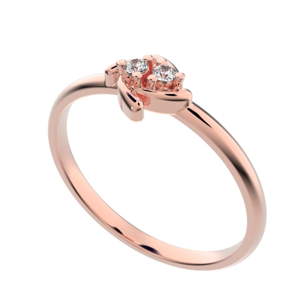 0.03 ct Round Cut Moissanite dainty Minimalist cluster floral Abstract light eye petal 14K / 18K Solid Rose Gold everyday ring
