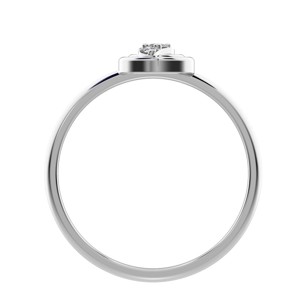 0.05 ct Round Cut Moissanite dainty Minimalist circle eye 3 stone halo 14K / 18K Solid White Gold everyday ring
