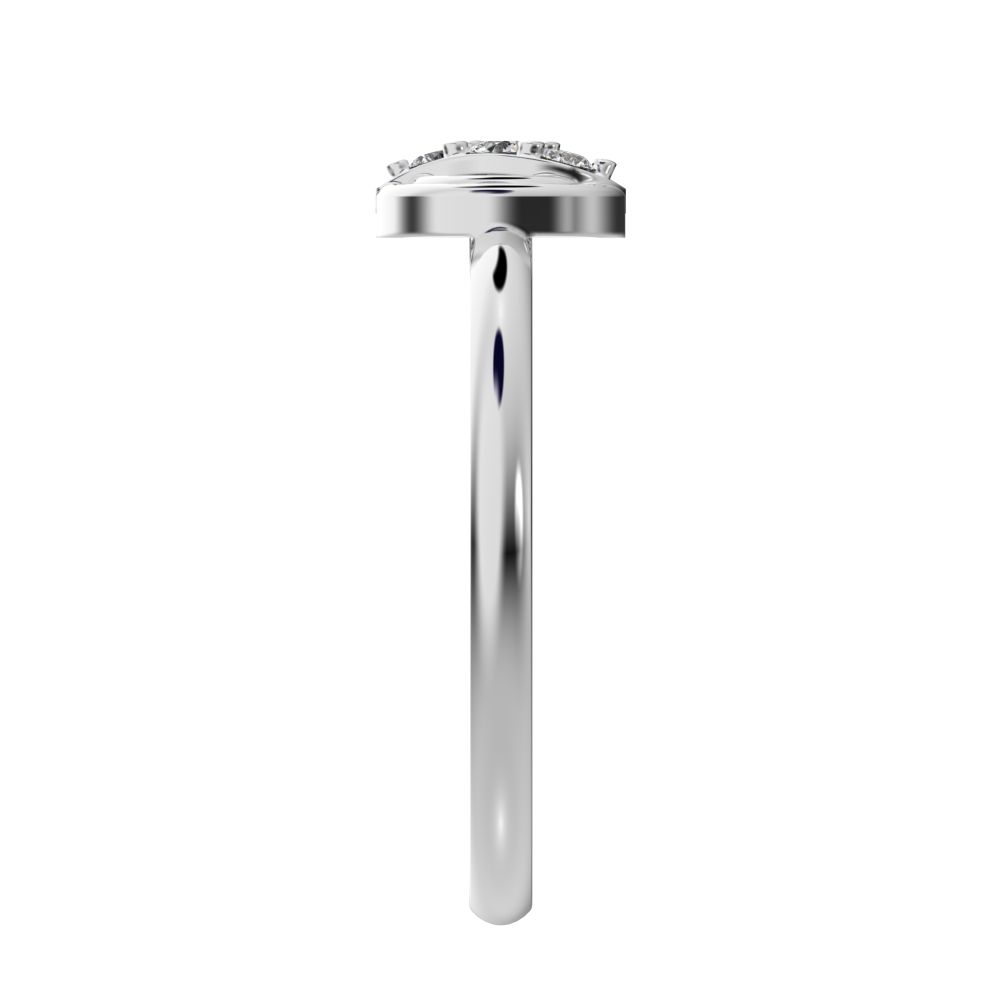 0.05 ct Round Cut Simulated Clear Diamond dainty Minimalist circle eye 3 stone halo 14K / 18K Solid White Gold everyday ring