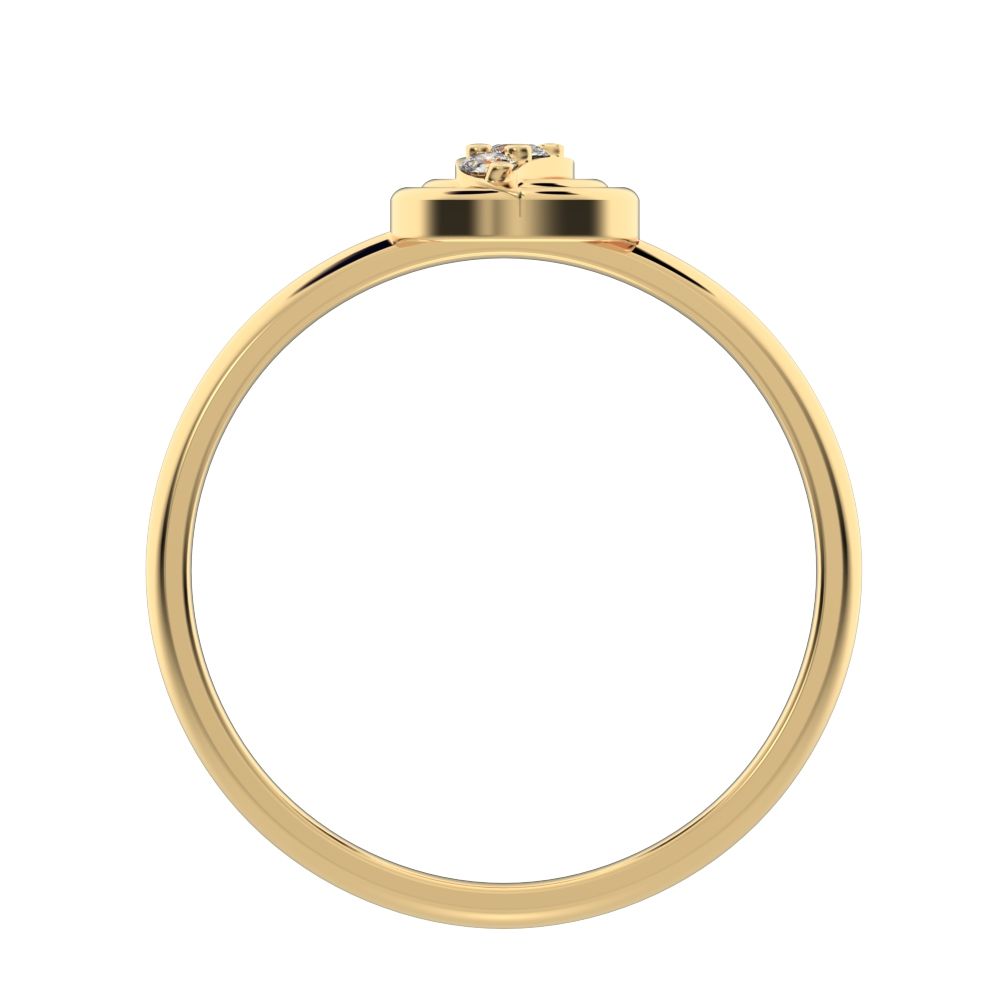 0.05 ct Round Cut Moissanite dainty Minimalist circle eye 3 stone halo 14K / 18K Solid Yellow Gold everyday ring