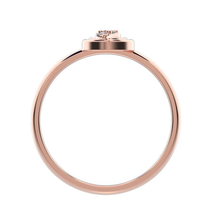 0.05 ct Round Cut Simulated Clear Diamond dainty Minimalist circle eye 3 stone halo 14K / 18K Solid Rose Gold everyday ring