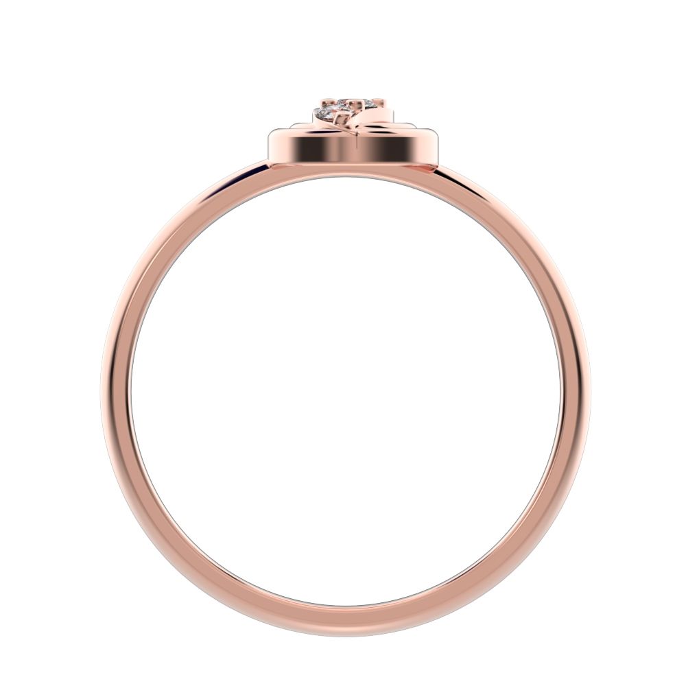 0.05 ct Round Cut Moissanite dainty Minimalist circle eye 3 stone halo 14K / 18K Solid Rose Gold everyday ring
