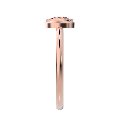 0.05 ct Round Cut Moissanite dainty Minimalist circle eye 3 stone halo 14K / 18K Solid Rose Gold everyday ring