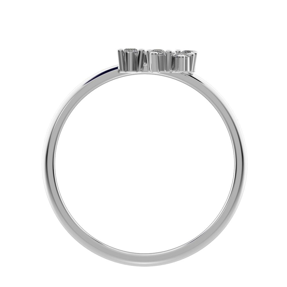 0.06 ct Round Cut Moissanite dainty Minimalist cluster floral 2 head light petal 14K / 18K Solid White Gold everyday ring