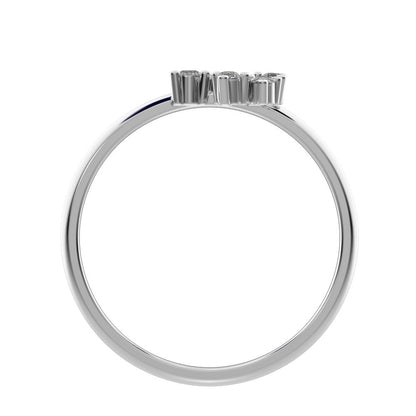 0.06 ct Round Cut Moissanite dainty Minimalist cluster floral 2 head light petal 14K / 18K Solid White Gold everyday ring