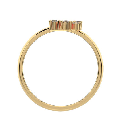0.06 ct Round Cut Moissanite dainty Minimalist cluster floral 2 head light petal 14K / 18K Solid Yellow Gold everyday ring