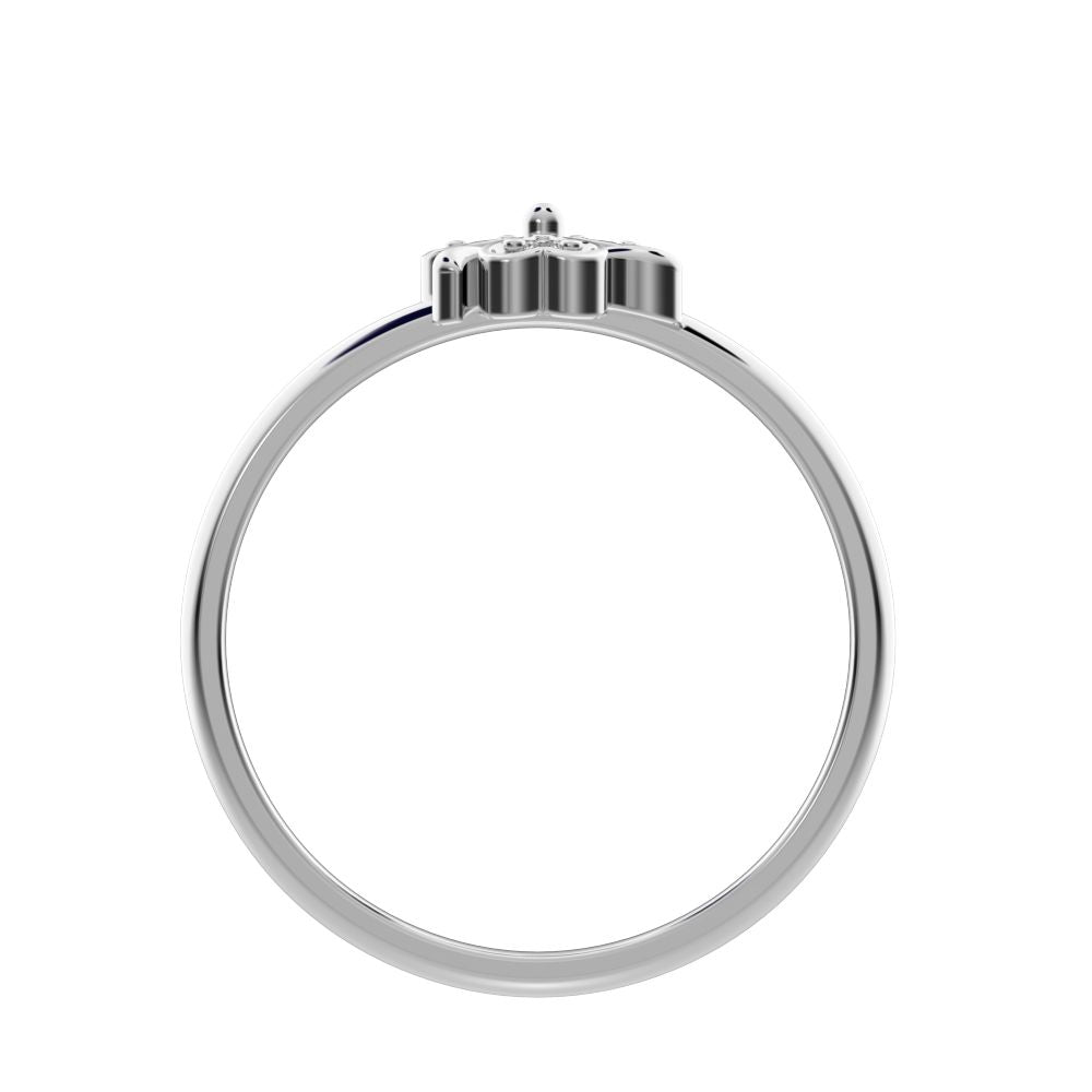 0.0225 ct Round Cut Moissanite dainty Minimalist floral heart halo heart 14K / 18K Solid White Gold everyday ring