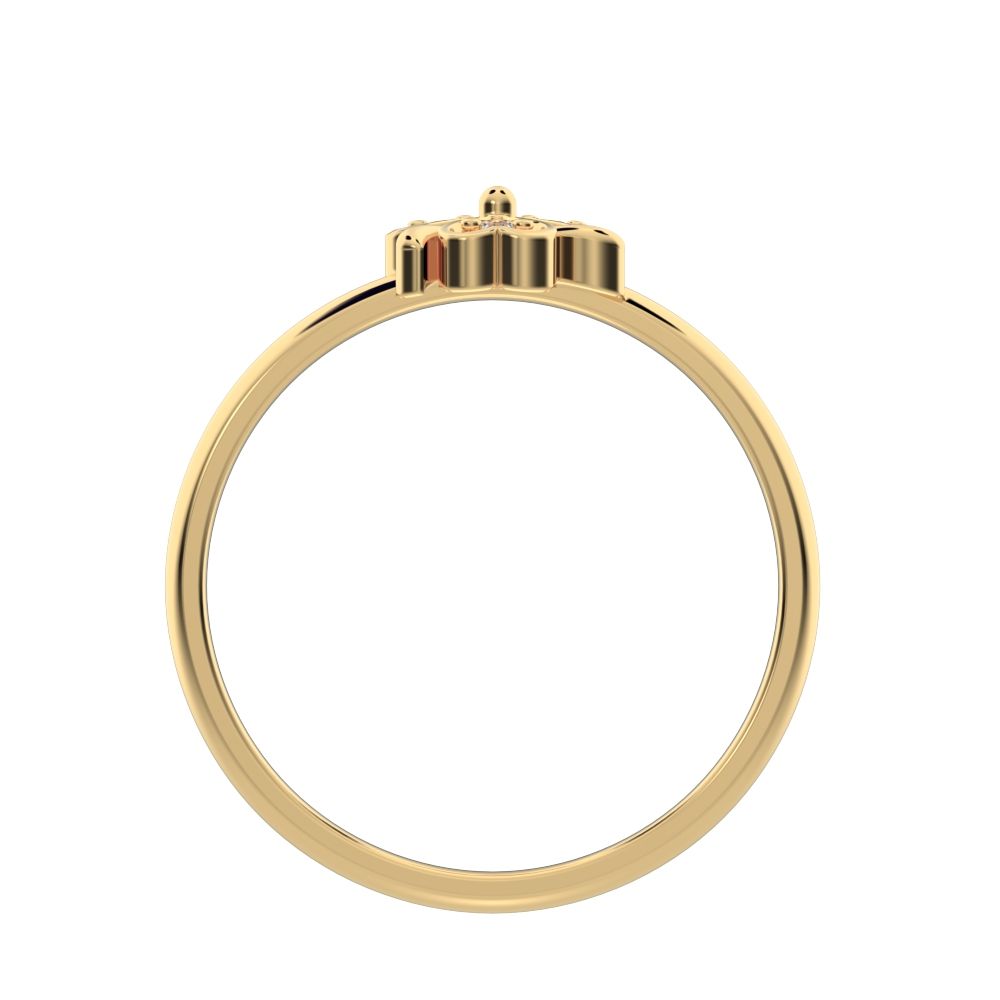 0.0225 ct Round Cut Moissanite dainty Minimalist floral heart halo heart 14K / 18K Solid Yellow Gold everyday ring