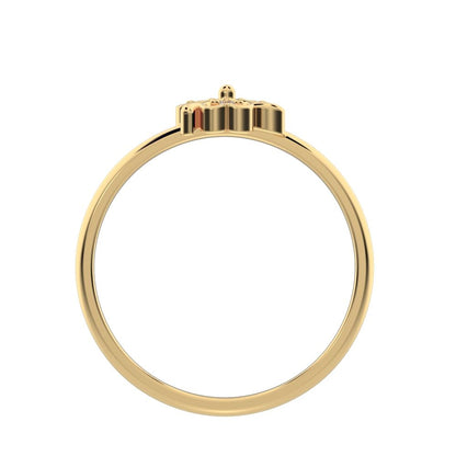 0.0225 ct Round Cut Moissanite dainty Minimalist floral heart halo heart 14K / 18K Solid Yellow Gold everyday ring