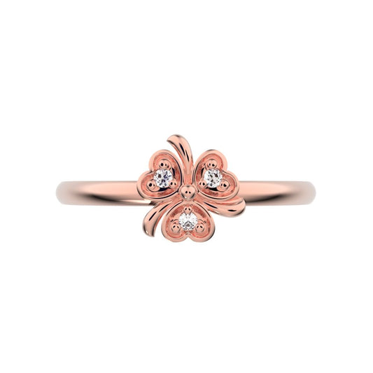 0.0225 ct Round Cut Moissanite dainty Minimalist floral heart halo heart 14K / 18K Solid Rose Gold everyday ring