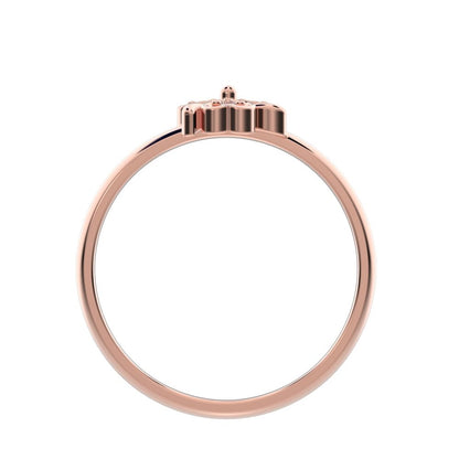 0.0225 ct Round Cut Moissanite dainty Minimalist floral heart halo heart 14K / 18K Solid Rose Gold everyday ring